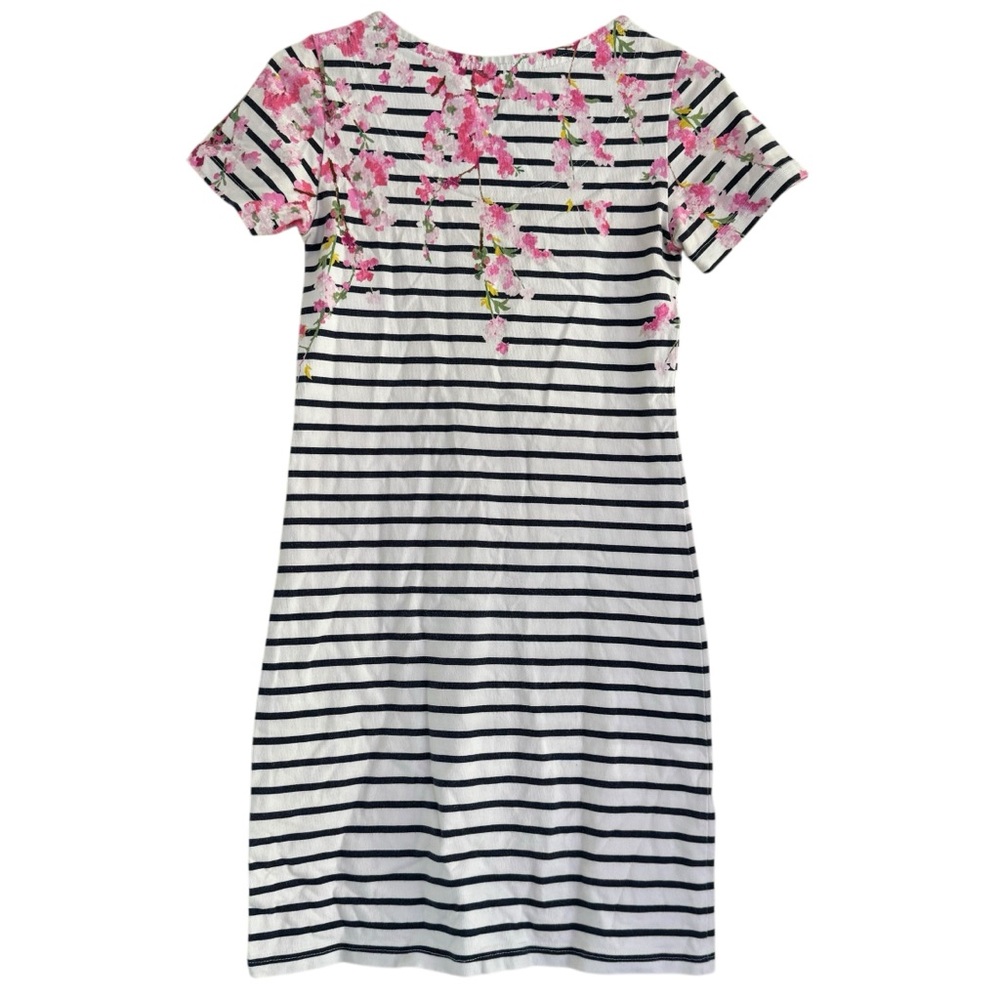 Joules Clothing Floral Print Womens Mini Striped T-Shirt Dress Size 2 - Picture 2 of 11